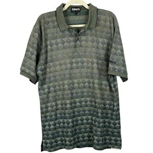 Vintage Ashworth Men's Cotton Geometric Diamond Knit Golf Polo - Large
